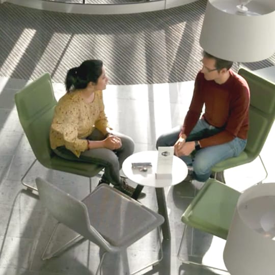 Birdseye view of ServiceNow employees collaborating