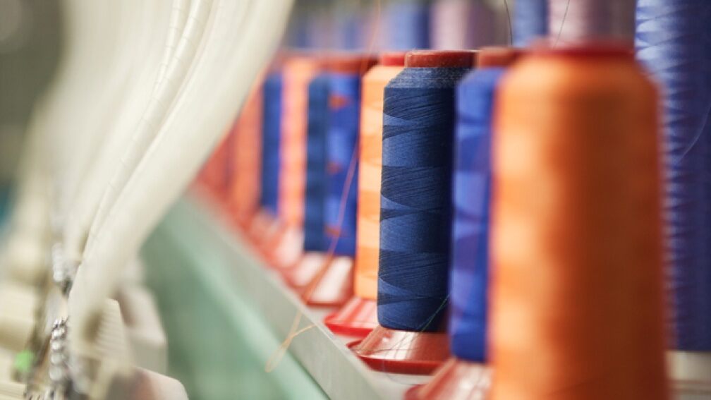 Large spools of colorful thread
