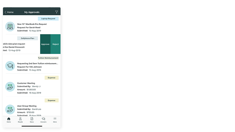 Consolidated approval requests in one place