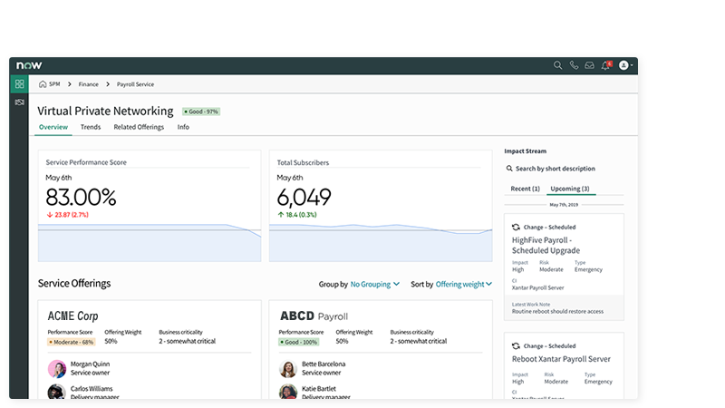 View detailed info about services and service offerings 