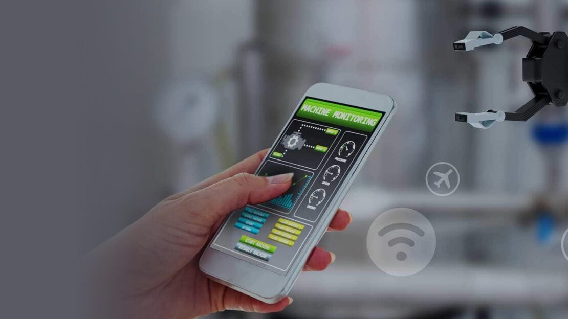 A woman’s hand holds a smartphone with a screen on a web page