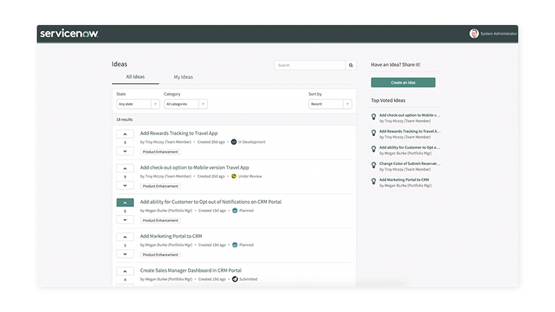 Allow users to upvote or downvote ideas